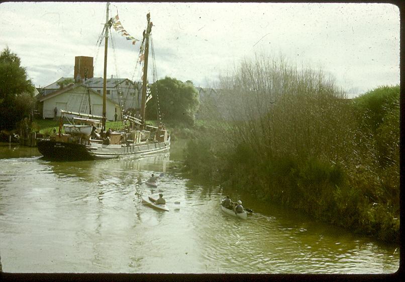 Echo navigating it’s way over the Wairau Bar & up the Opawa river to berth at the town’s wharf
