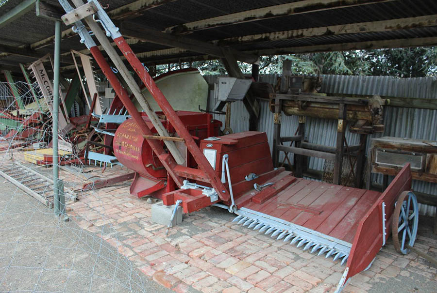 Horse drawn Cuthbert Harvester, imported by Mr.H Redwood of Waimea Plain, Nelson in 1855